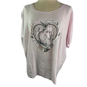 Large Women's Linen Blend Oversize Light Pink Blouse Heart Made in Italy